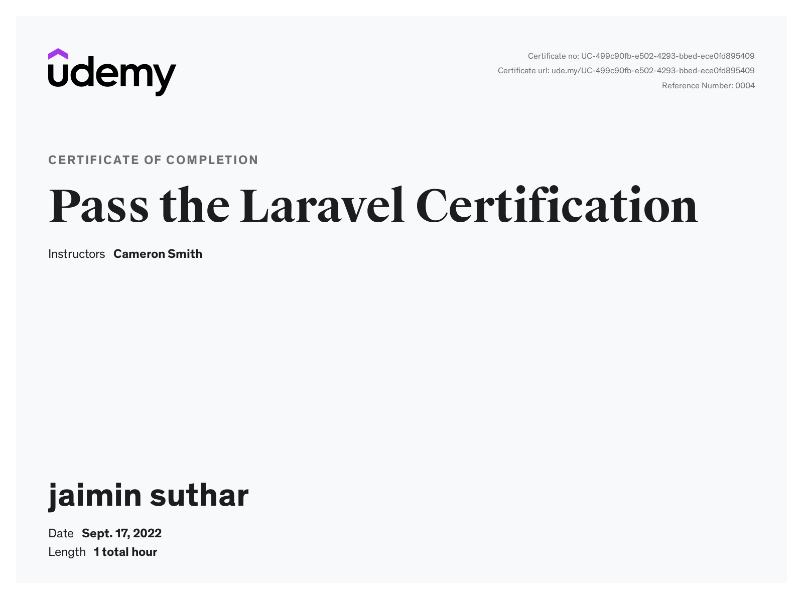 Laravel Certificate
