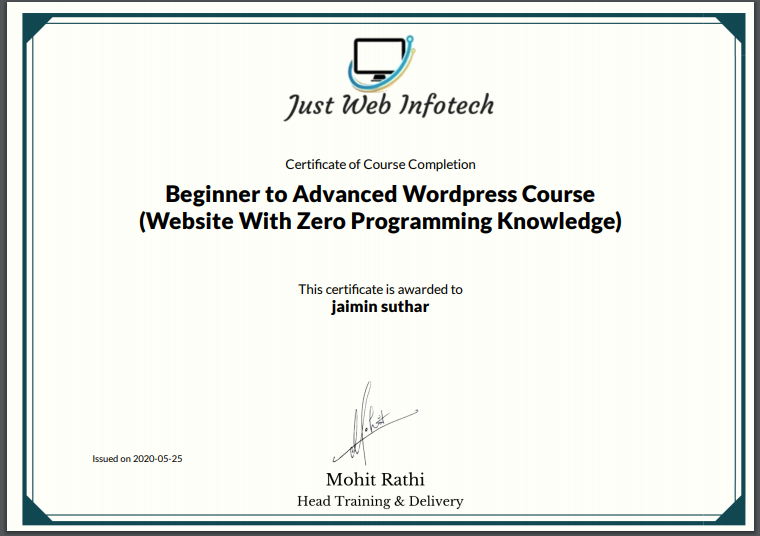Beginner to Advanced Wordpress Course